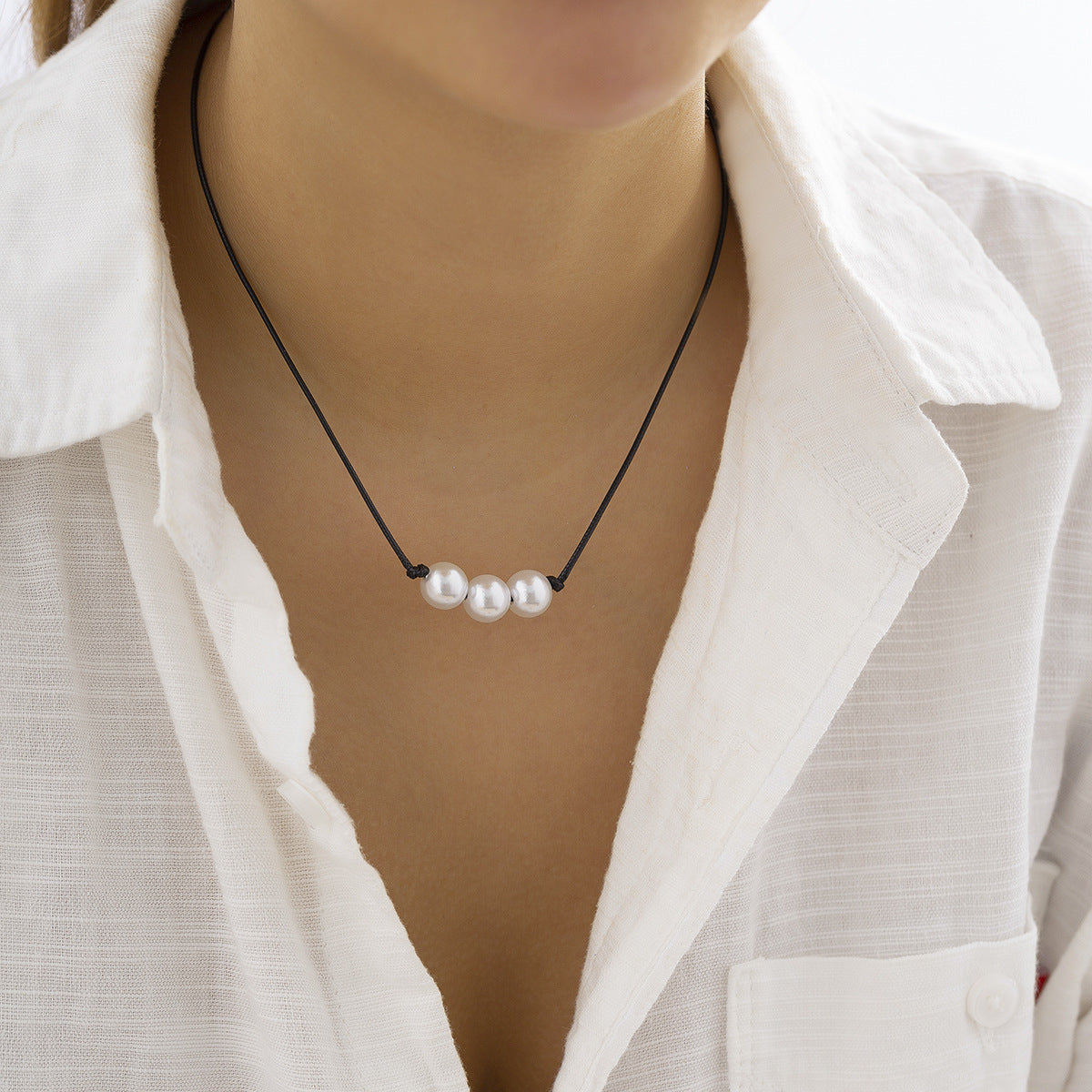 Planderful Pearl Pendant Necklace For Women Imitation Beaded Wax Thread Collarbone Jewelry Elegant Vienna Verve