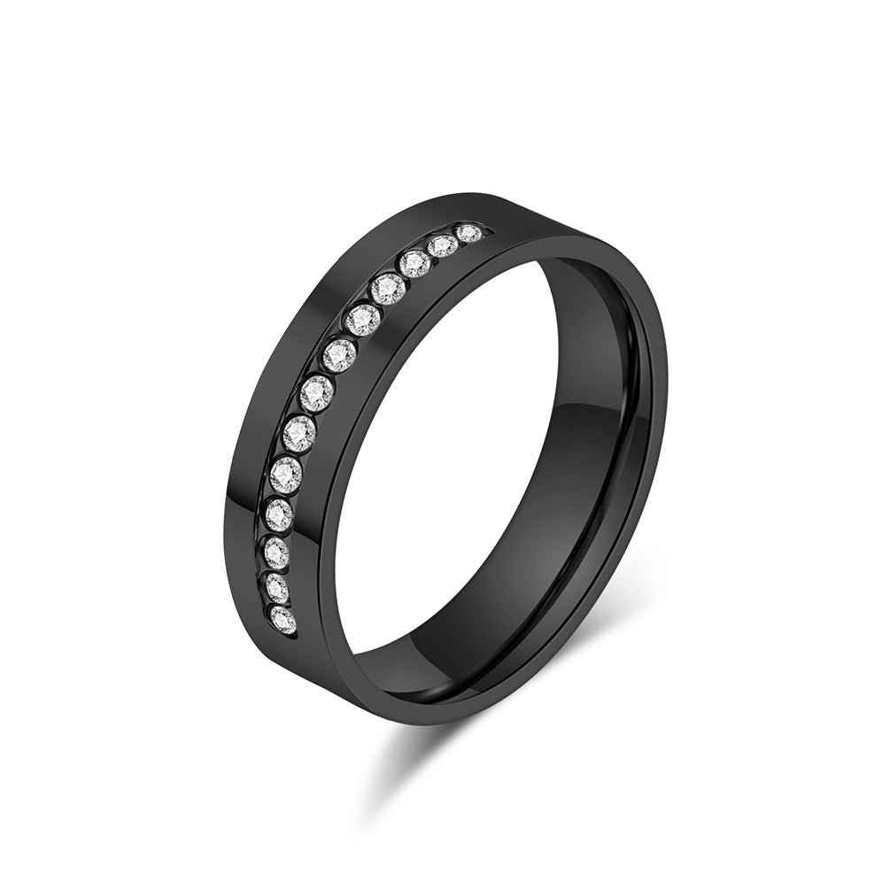European and American High-End Zircon Titanium Steel Couples Ring