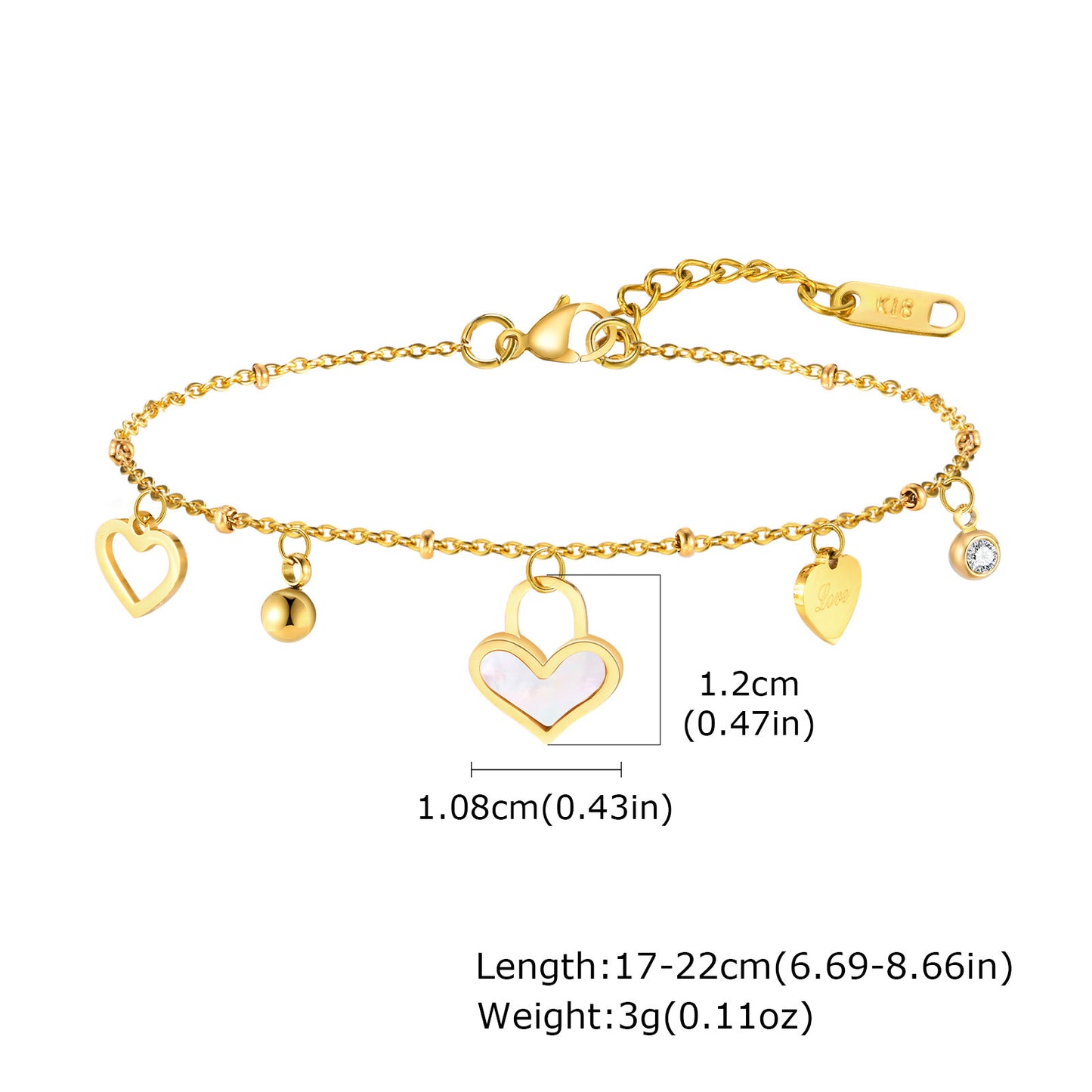 Love Heart Accessories Imitation Pearl OT Buckle Shell Bracelet