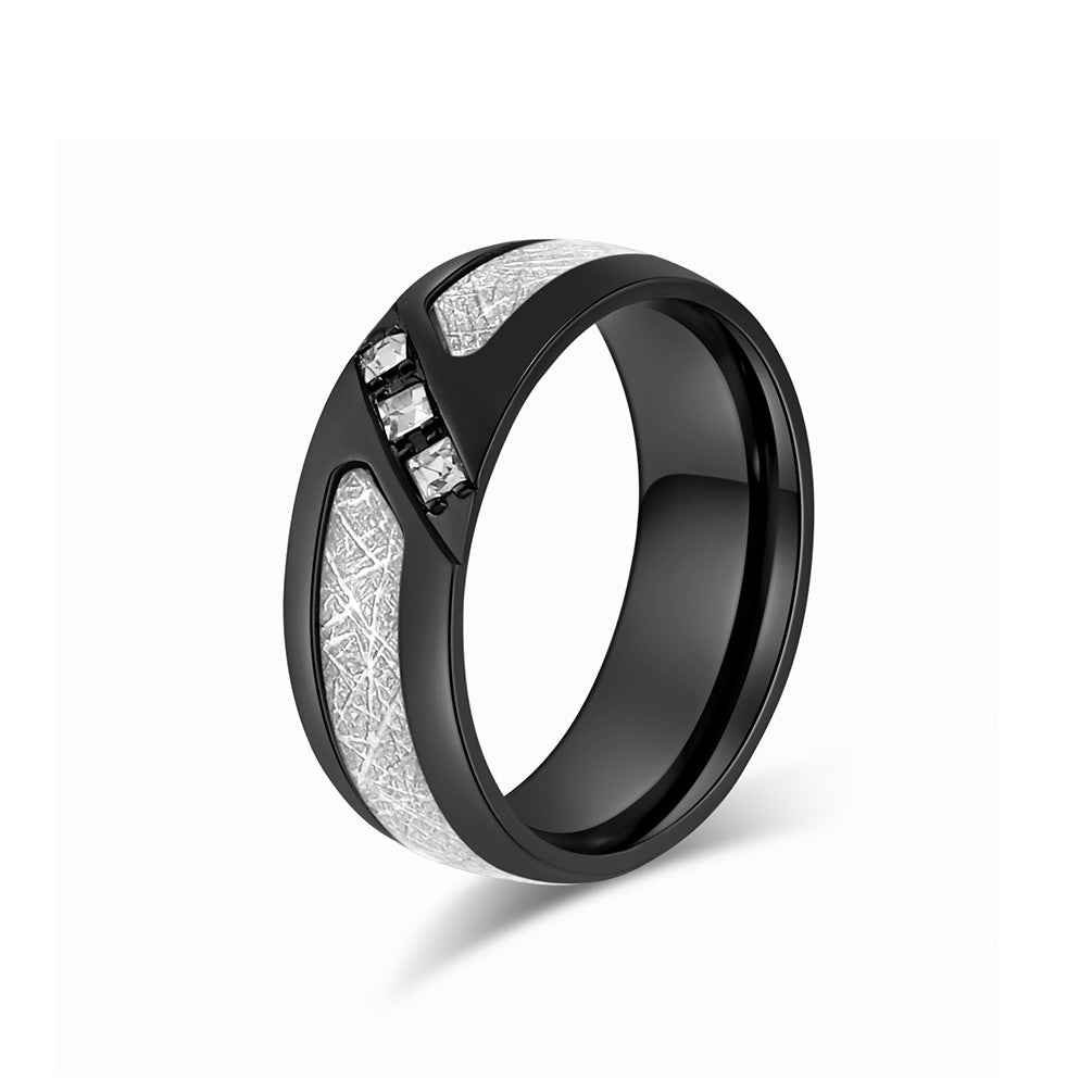 Cross-Border Jewelry Supply Square Zircon Titanium Steel Ring