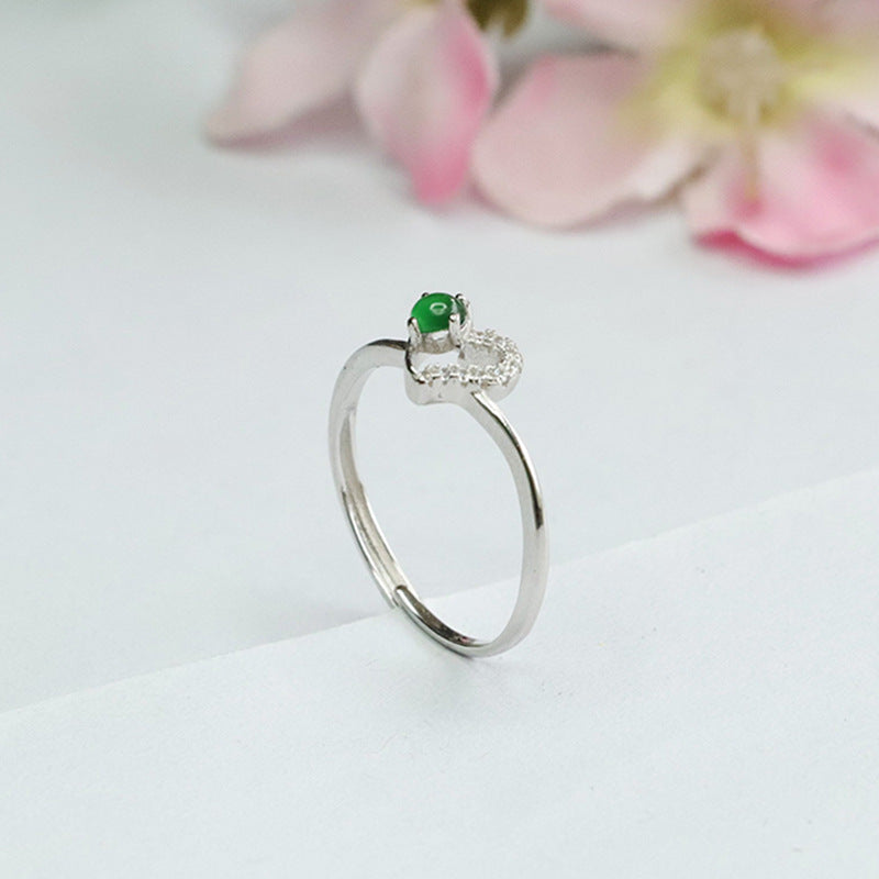 Green Jadeite Heart Ring