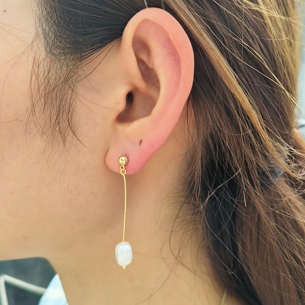 925 Sterling Silver Tassel Long Natural Pearl Earrings Luxury Jewelry