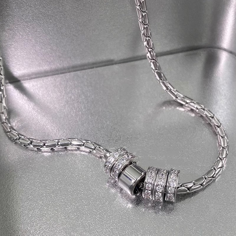 Planderful Jewelry Stainless Steel Zircon Pendant Necklace For Men Modern Collarbone Chain