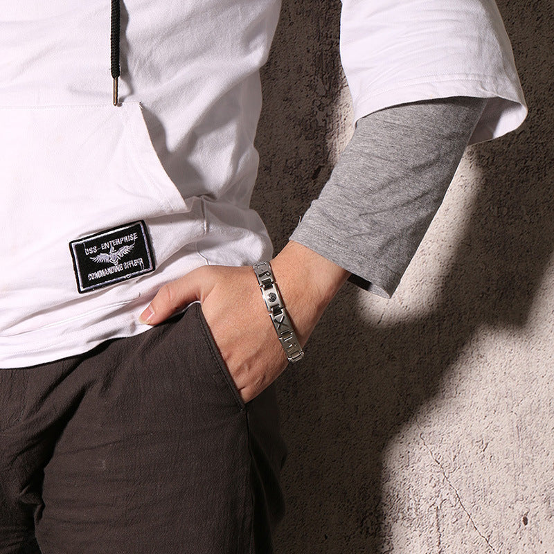 Golf Element Stainless Steel Magnetic Bracelet Room Gold Men's Fashion Trend