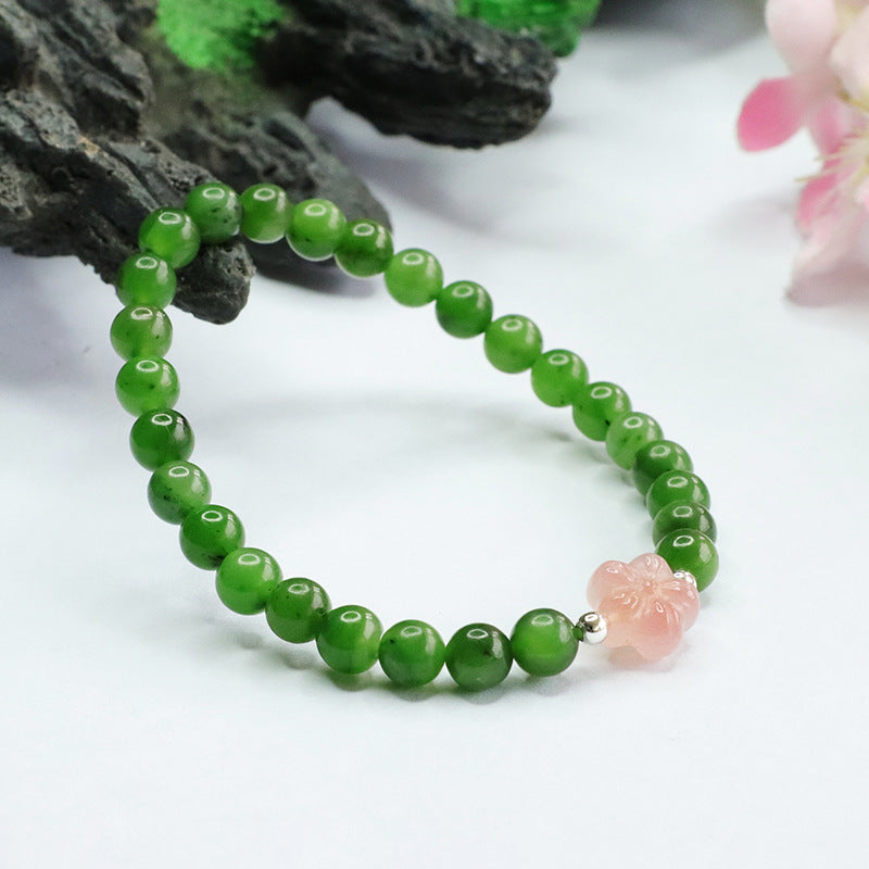 Hetian Jasper & Yanyuan Agate Flower Bracelet