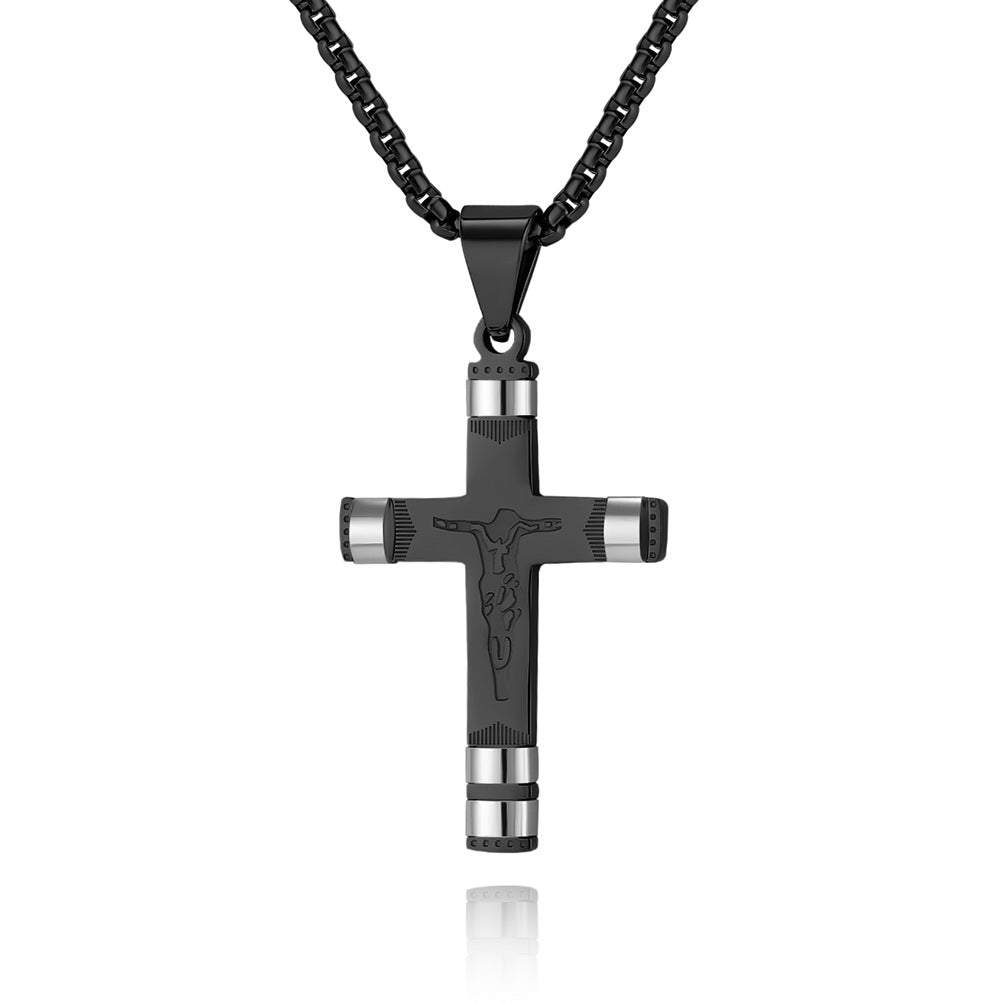 Planderful Cross Necklace Stainless Steel Unisex Pendant Bold Statement for Hip Hop Fans