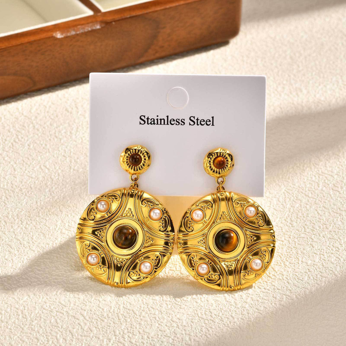 Stainless Steel Pearl Vintage Earrings