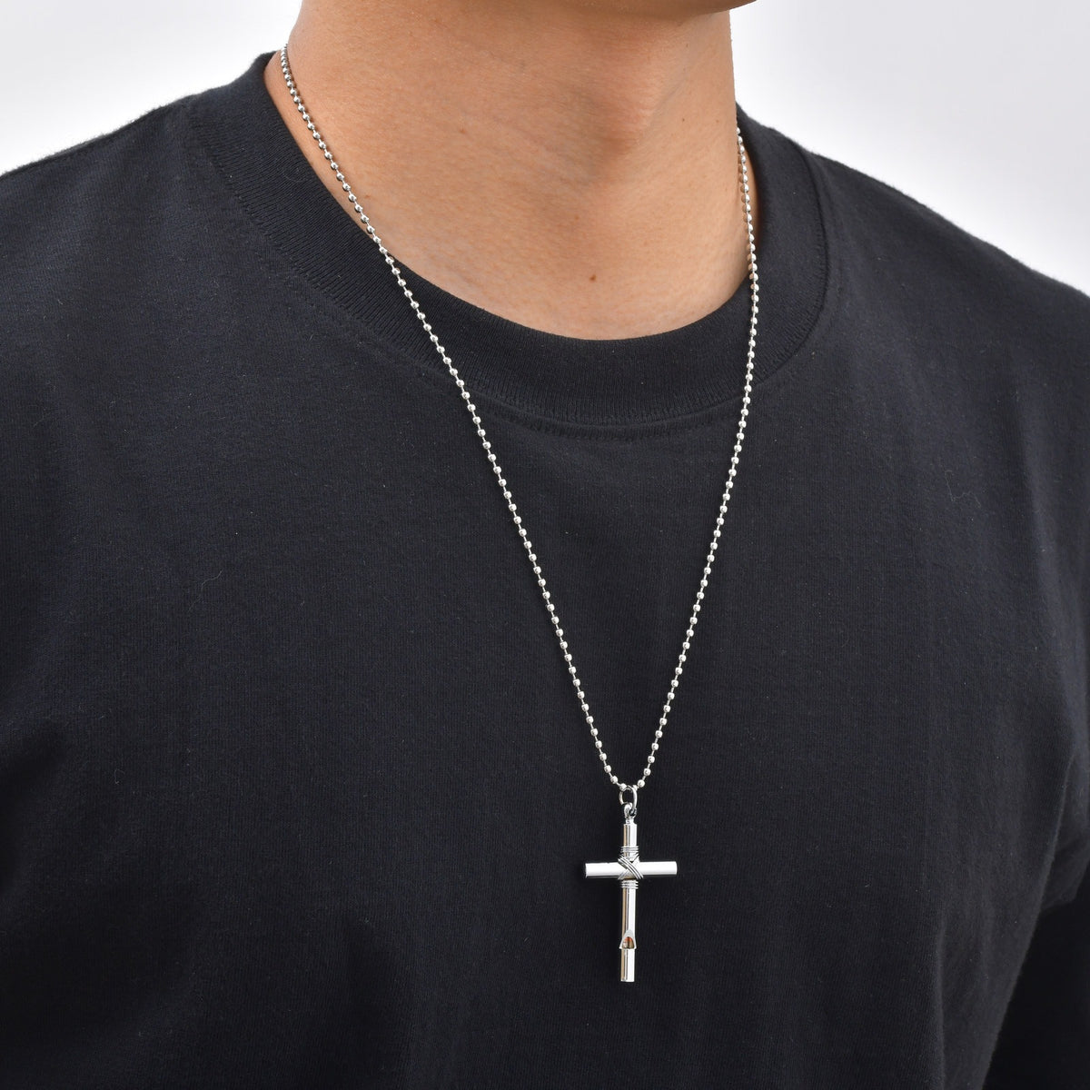 Internet Celebrities With The Same Alloy Whistle Cross Pendant Men's Necklace