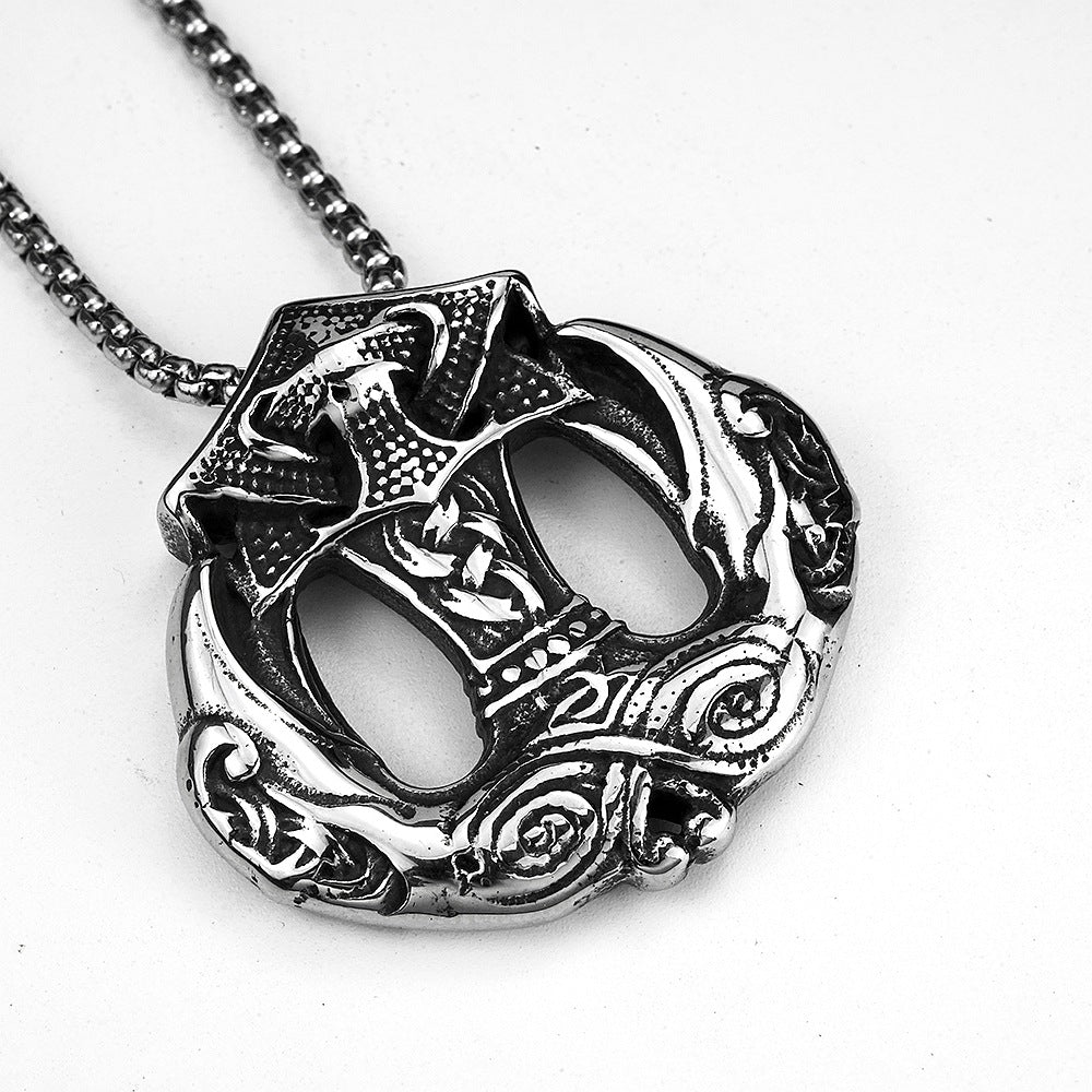 European and American Retro Jewelry Viking Thor Hammer Necklace