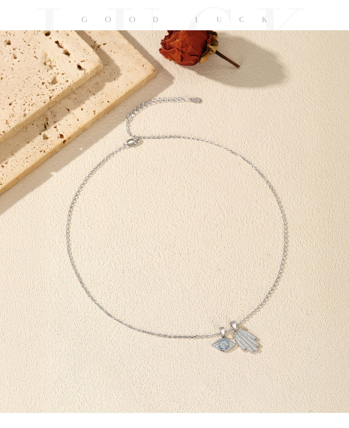 925 Sterling Silver Palm Zircon Necklace