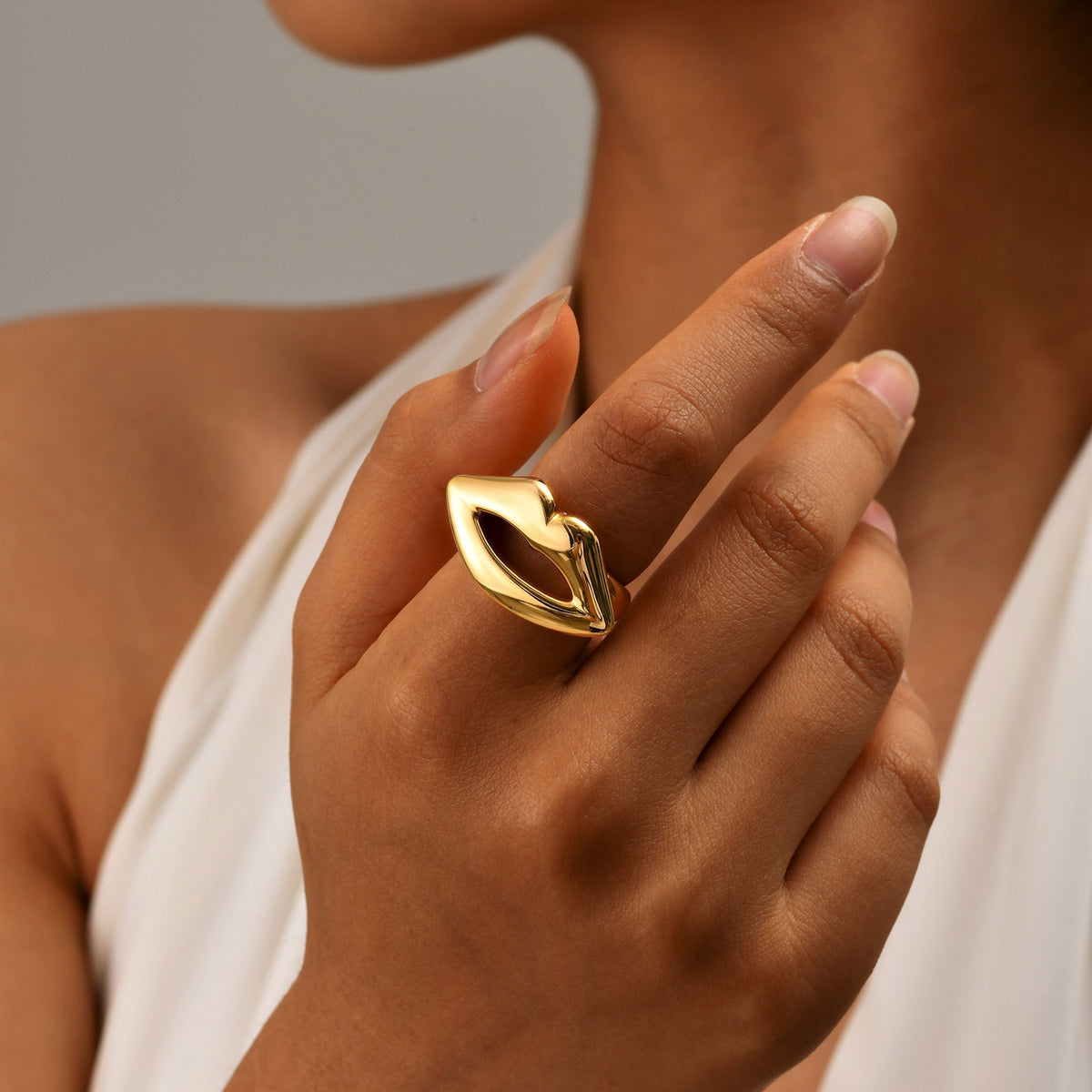Stainless Steel Lip Ring Gold Ladies