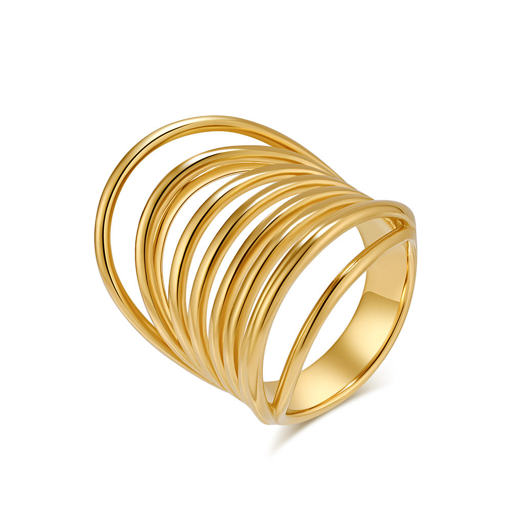 Exaggerated French Titanium Steel Gold Ring for Women