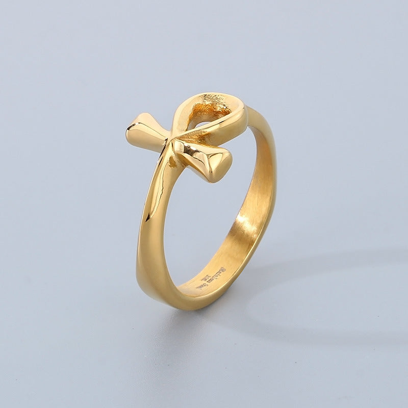 Talisman Of Life Jewelry, Retro Ancient Egypt Anka Cross Stainless Steel Men's Ring