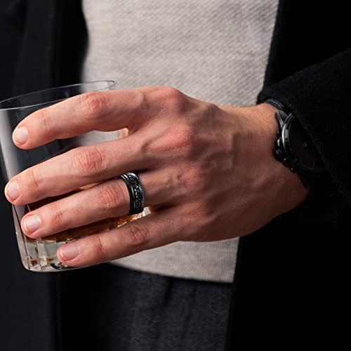 European Dragon Pattern Rotating Chain Ring Set for Men - Titanium Steel Handpiece