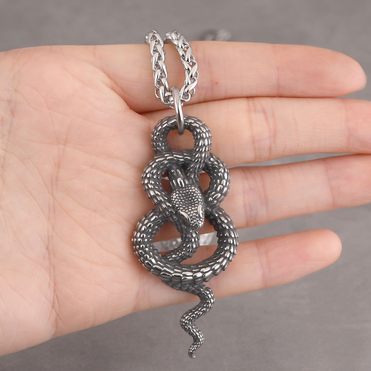 Planderful Stainless Steel Snake Pendant Necklace Unisex Everyday Edge Gift For Women And Men