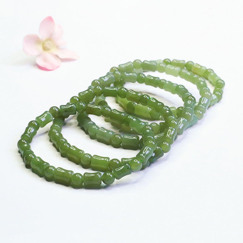 Qingshui Hetian Jade Green Bamboo Bracelet
