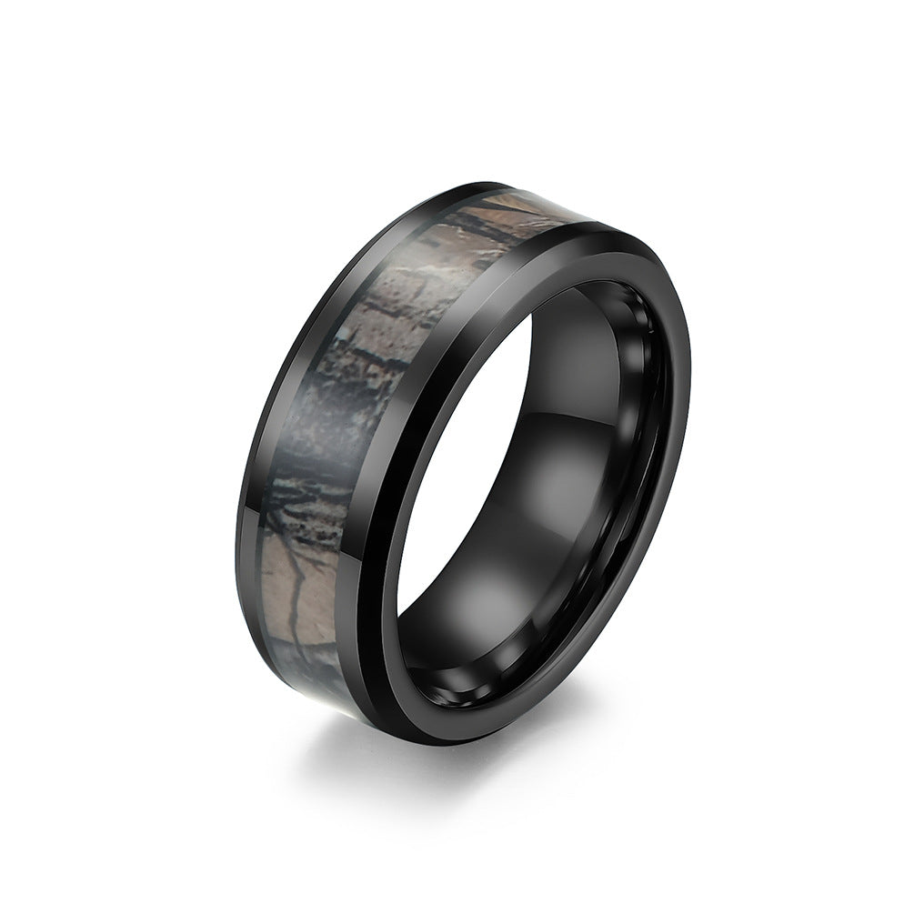 European And American Wind Tungsten Steel Camouflage Men's Ring