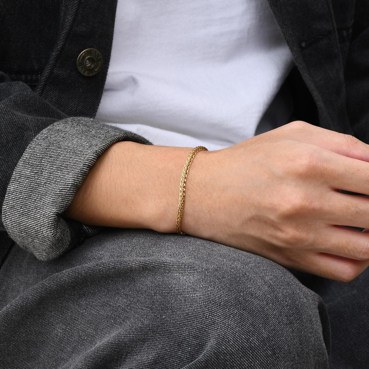 Stainless Steel Braided Handmade Chain Bracelet Gold Men's