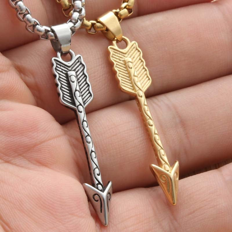 Punk Style Titanium Steel Feather Arrow Pendant Necklace for Men - Retro Trendy Design