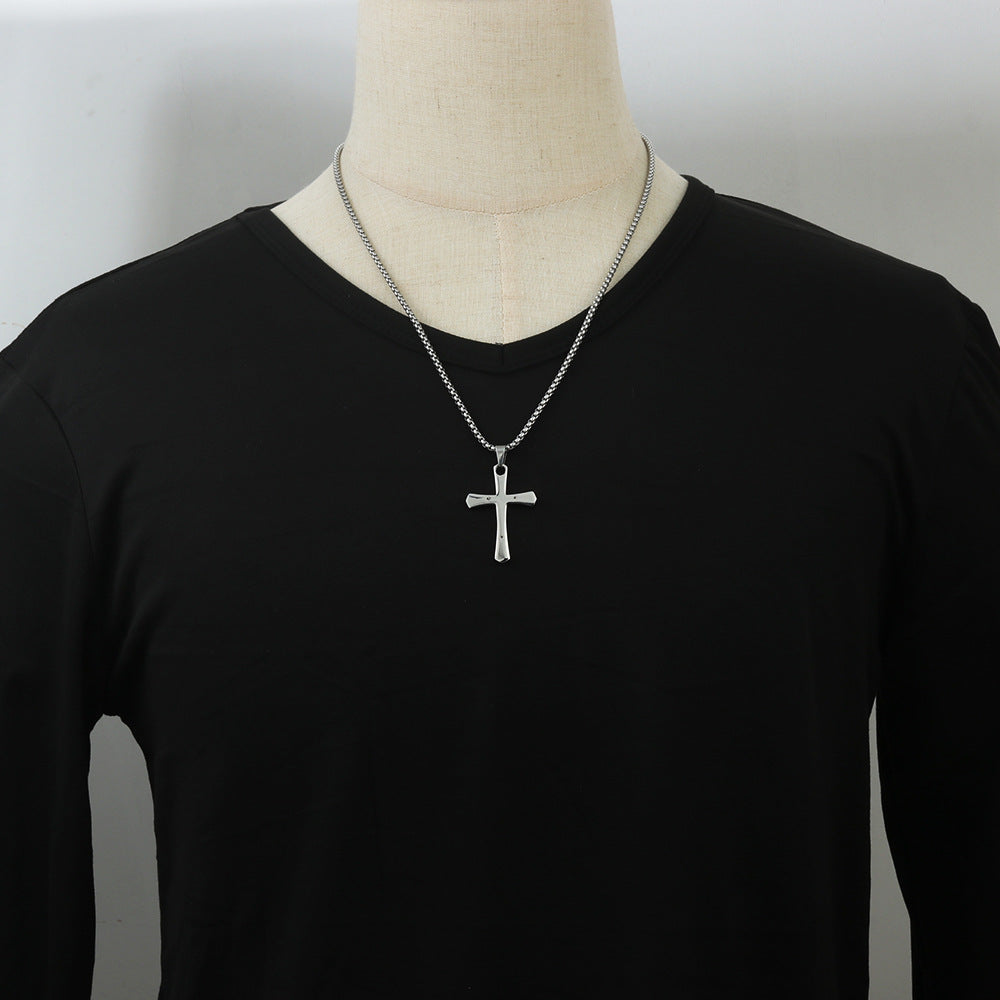European And American Stainless Steel Cross Pendant Necklace