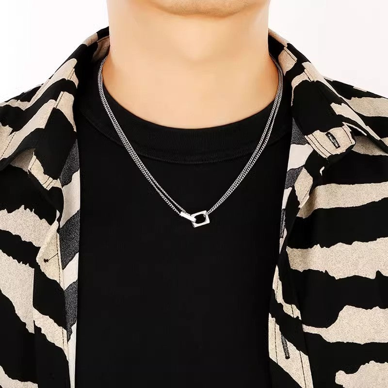 Planderful Jewelry Double Buckle Necklace Steel
