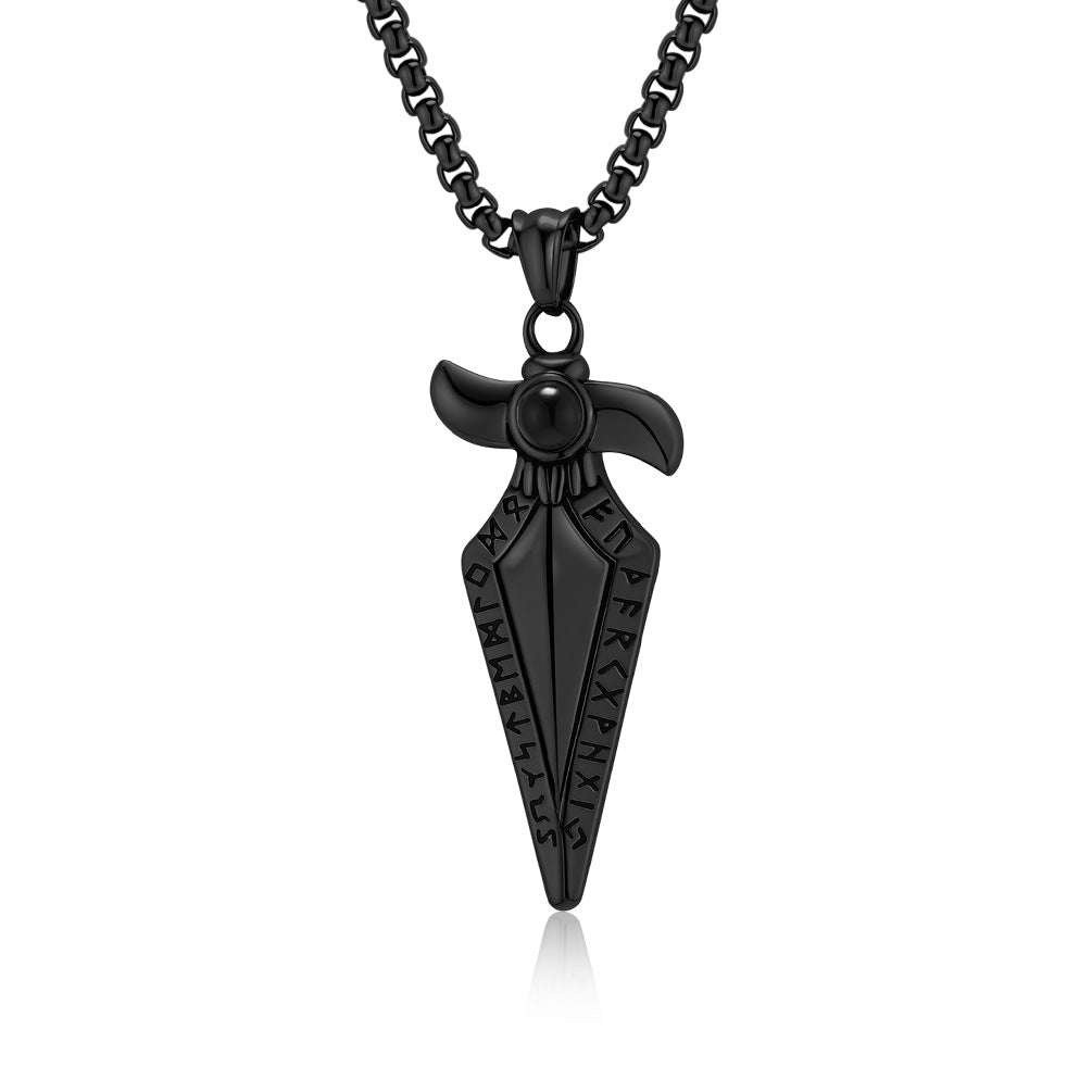 Planderful Viking Spearhead Necklace Titanium Steel Mens Jewelry Nordic Retro Style Bold Statement