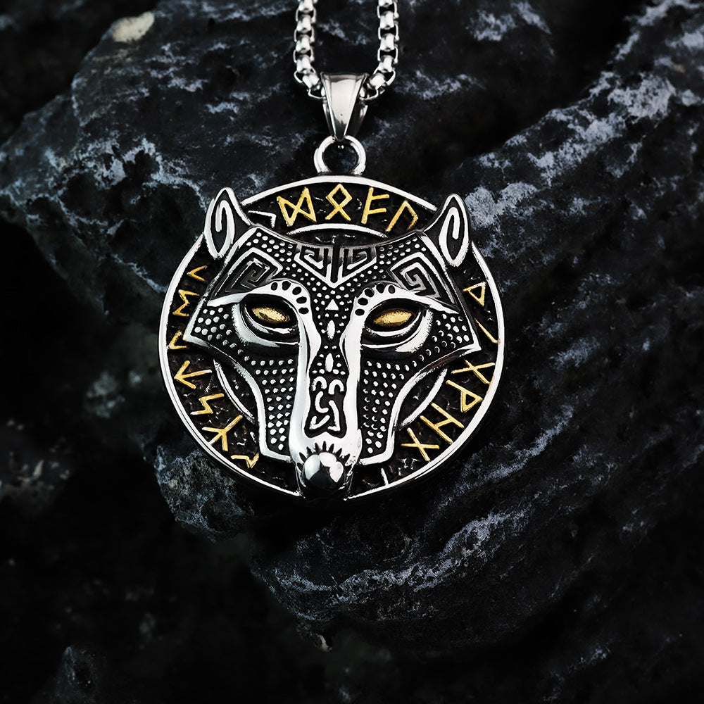 Nordic Men's Jewelry Viking Wolf Head Pendant Necklace