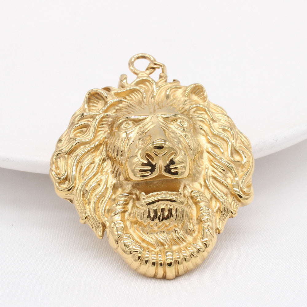 Personalized Retro Lion Head Titanium Steel Pendant for Men - European and American Style