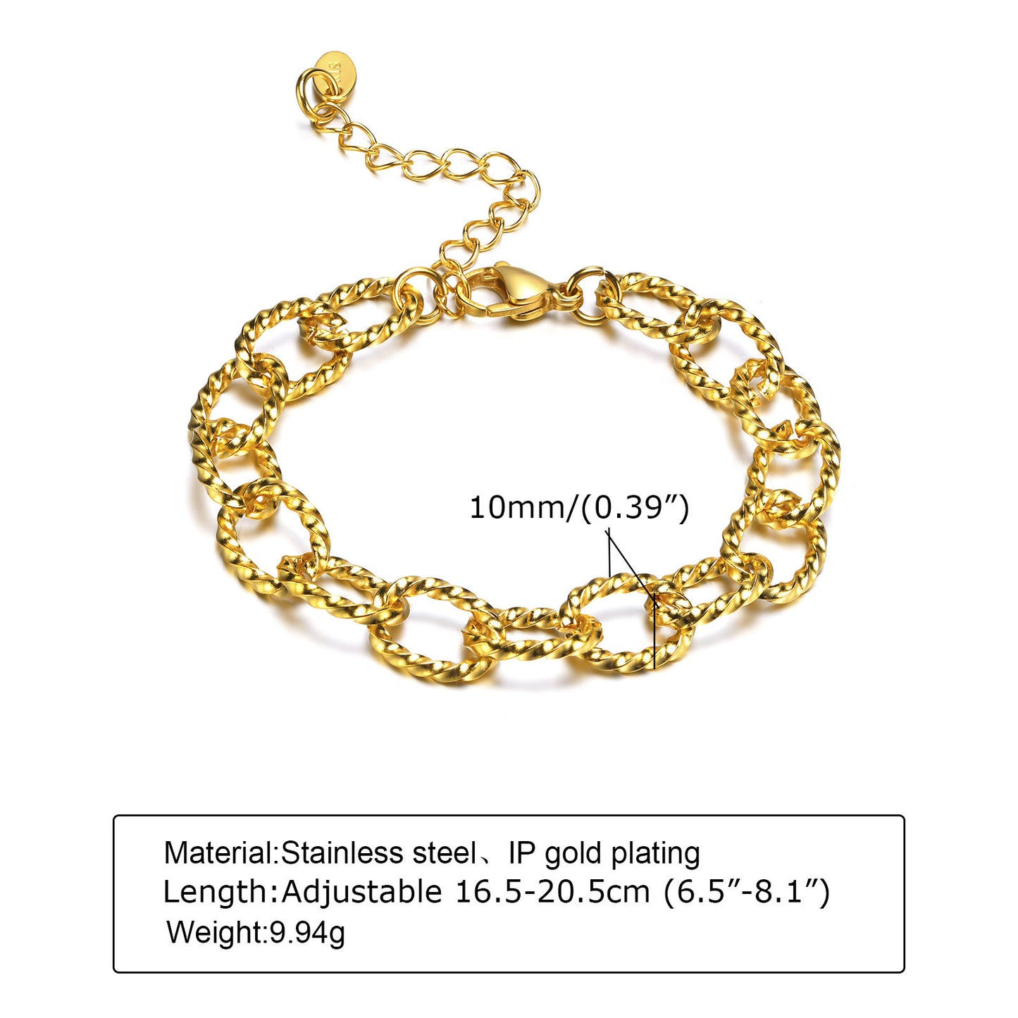 Wholesale Women's Stainless Steel Twist O-Chain Bracelet