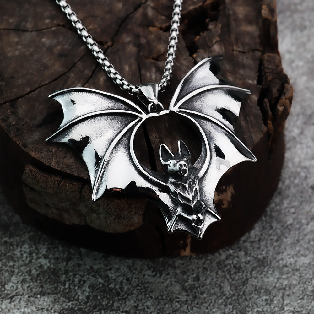 European and American Style Bat Pendant Necklace for Men