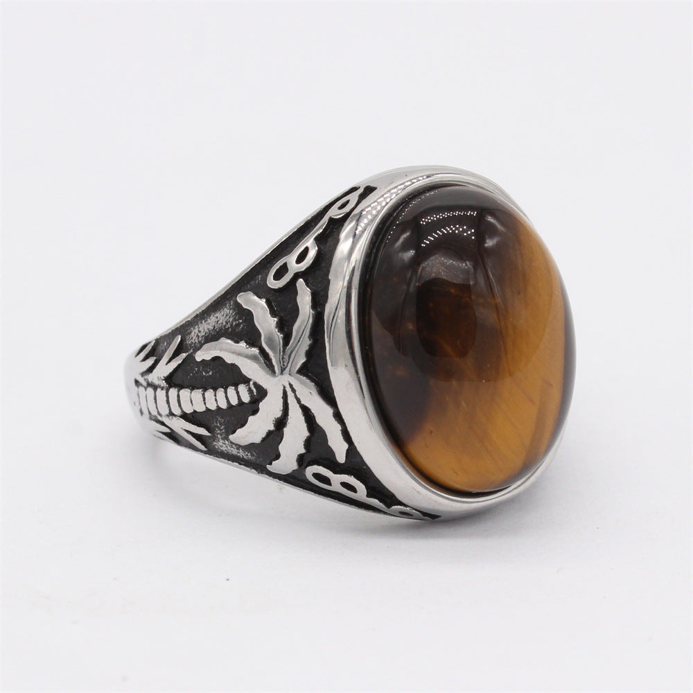 Planderful Unisex Steel Ring With Titanium Finish Durable Statement Retro Style For Men And Women