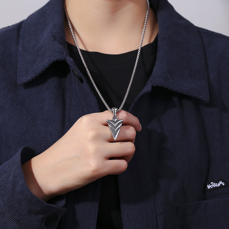 Stainless Steel Necklace - Minimalist Viking Arrow