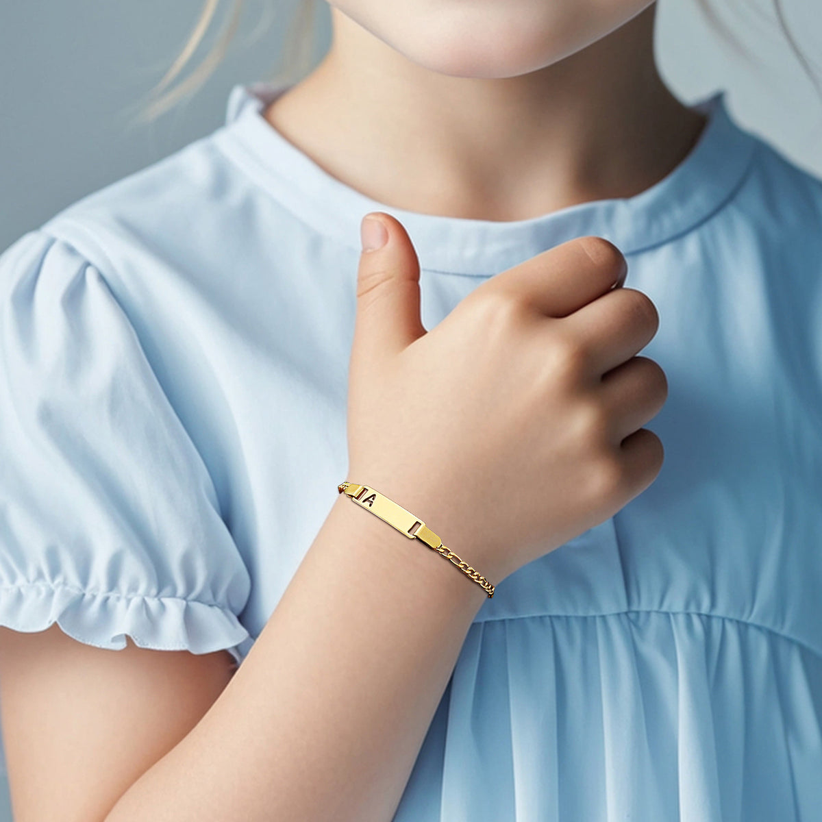 Stainless Steel Hollow Letter Children's Bend Card Electroplated Gold Blank Bend Card Bracelet