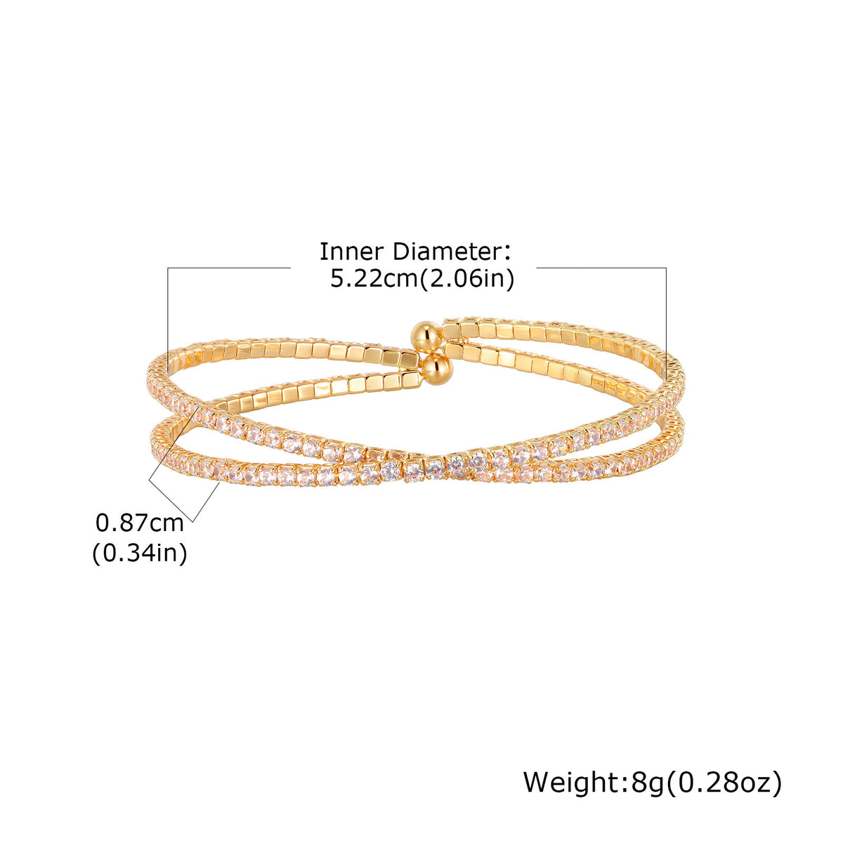 Cross Zircon Geometric Adjustable Copper Bracelet