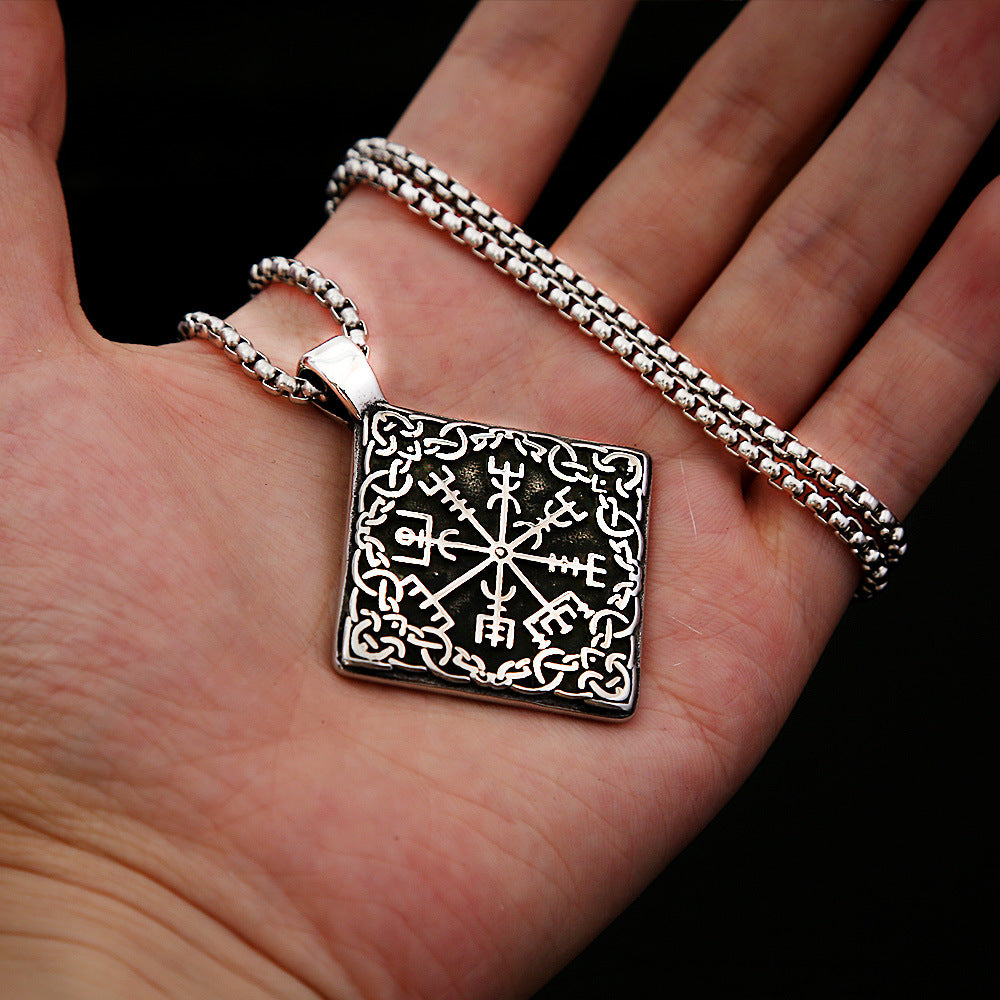 Celtic Knot Viking Compass Titanium Steel Pendant Necklace
