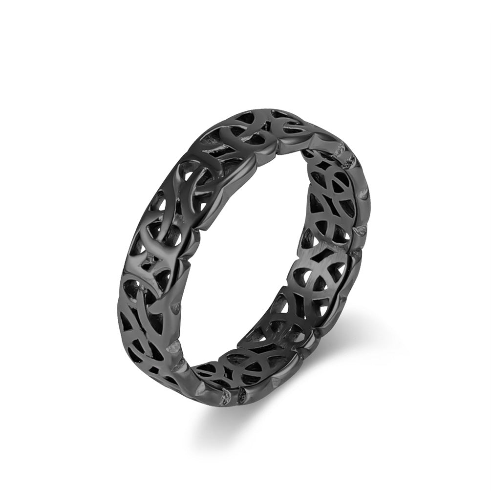 Planderful Titanium Steel Ring Unisex Nordic Viking Eternal Knot Cutout Design For Men And Women