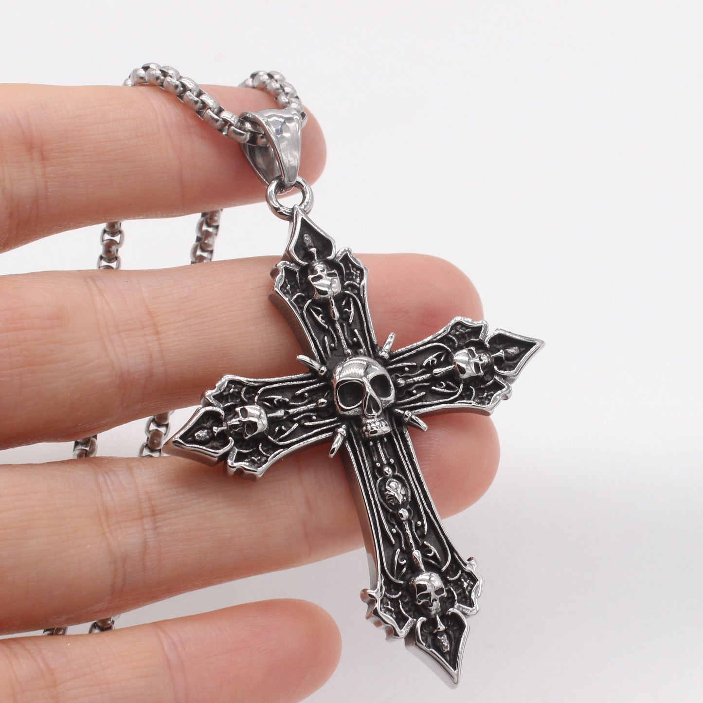 Skull Cross Titanium Pendant For Men And Women Unisex Jewelry By Planderful With Protection Statement