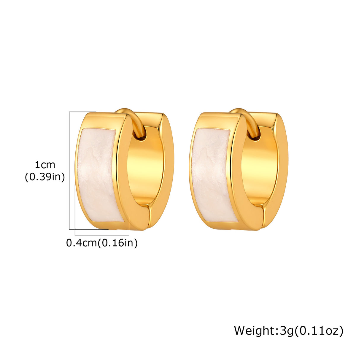 Gold-Tone Pearlescent Enamel Huggie Earrings