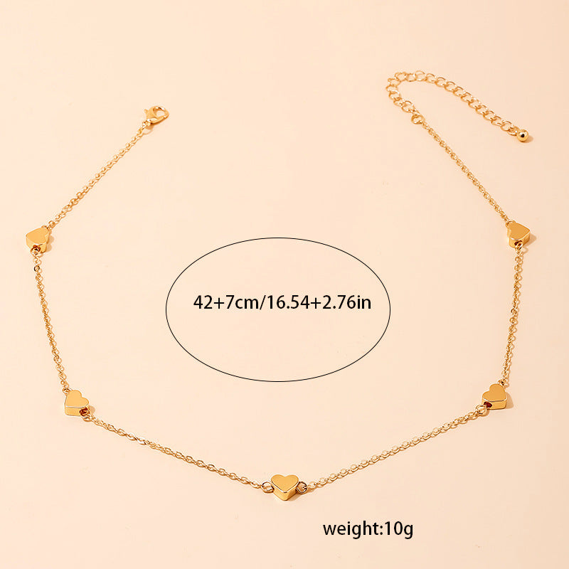 Peach Heart Clavicle Chain Necklace - Delicate Korean Style Jewelry