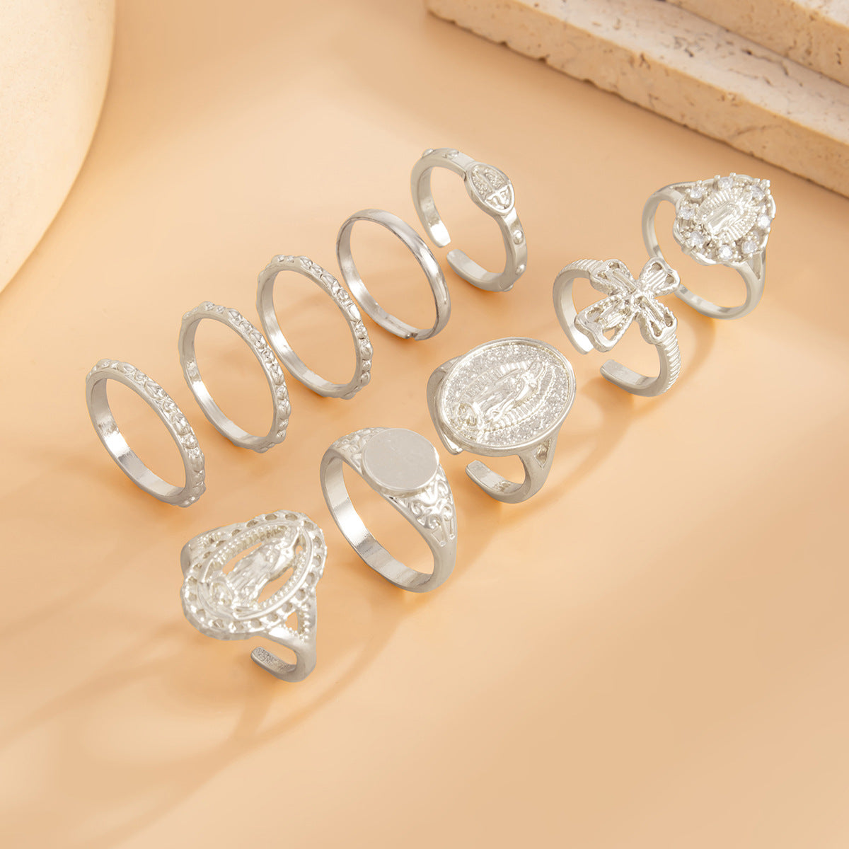 Planderful Cross Ring Set For Women Vienna Verve Zircon Inlaid Love Butterfly Jewelry Statement