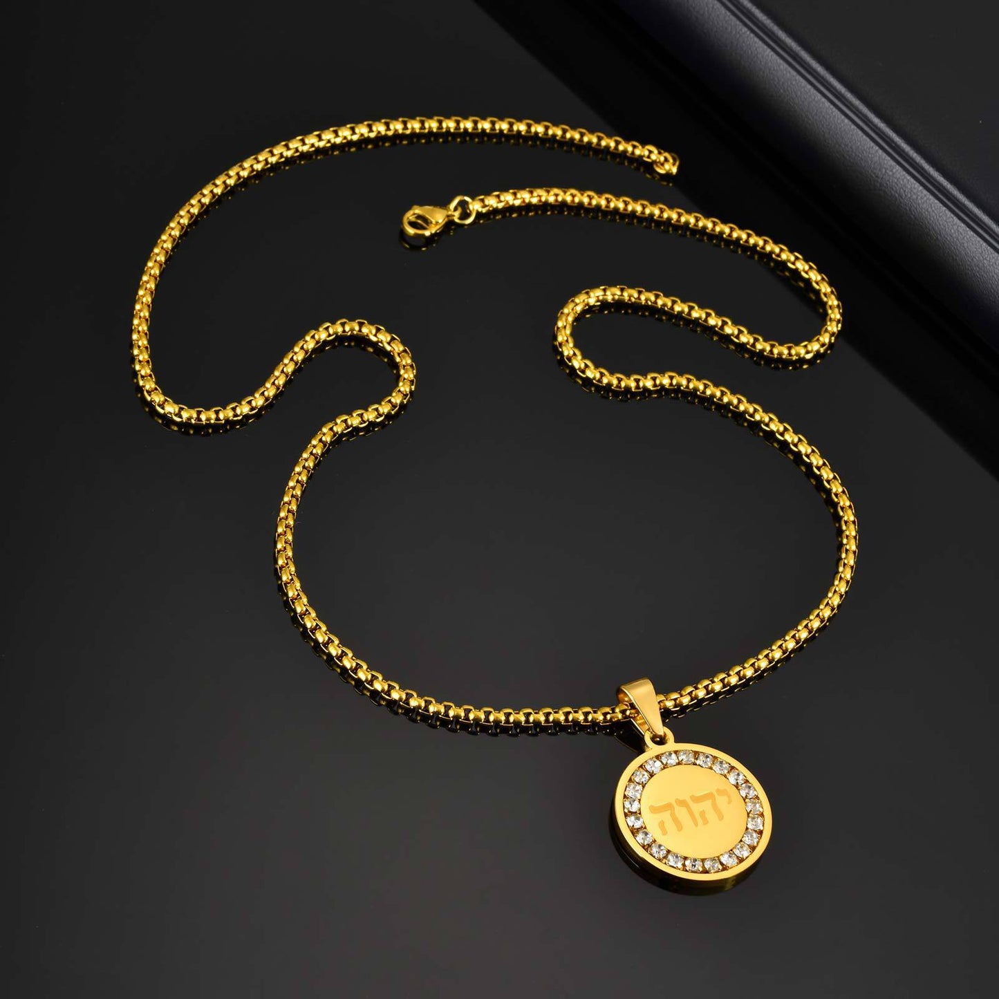 Planderful Stainless Steel Hebrew Pendant Necklace For Men