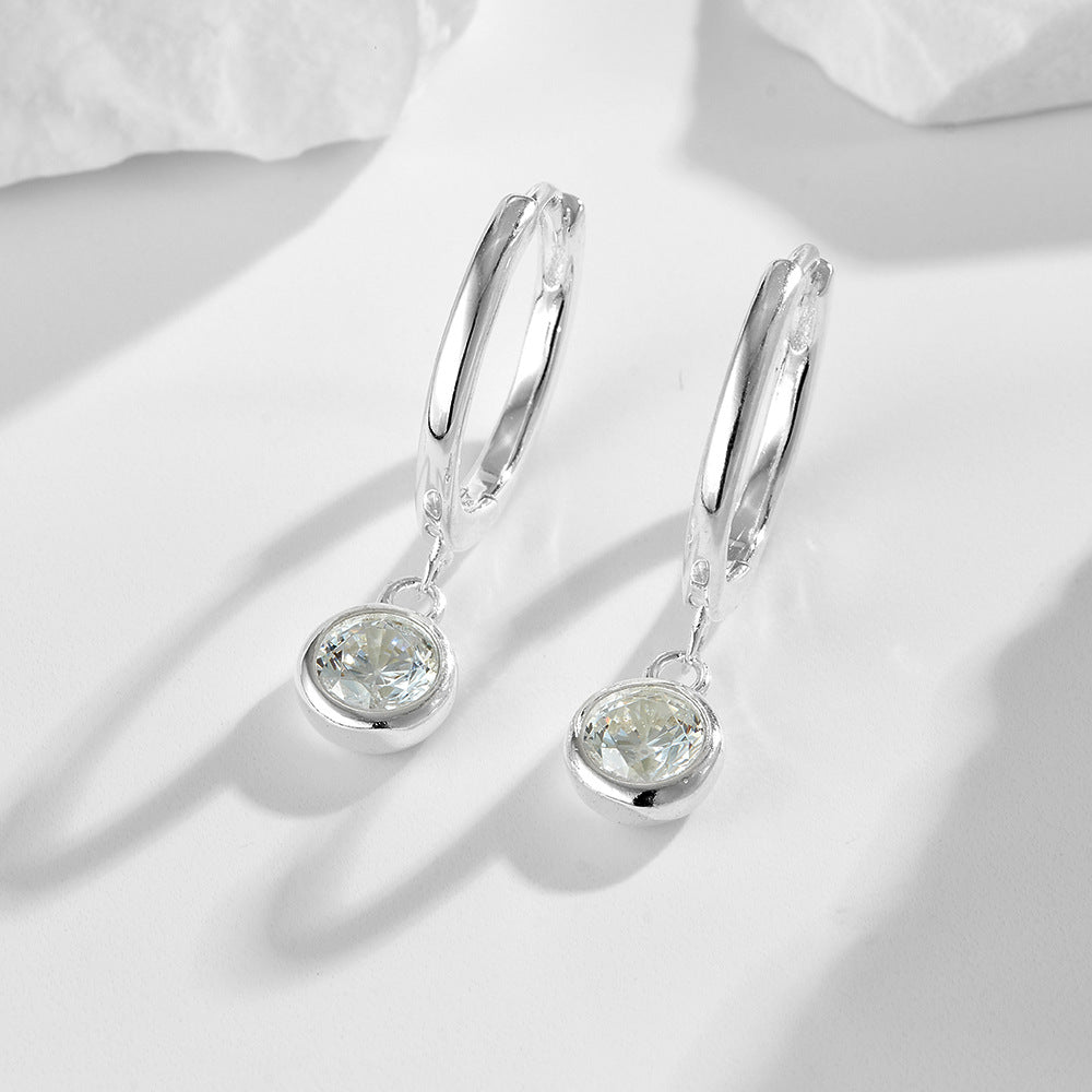 925 Sterling Silver Wind Design Hanging Earrings Wind Inlaid Single Zircon