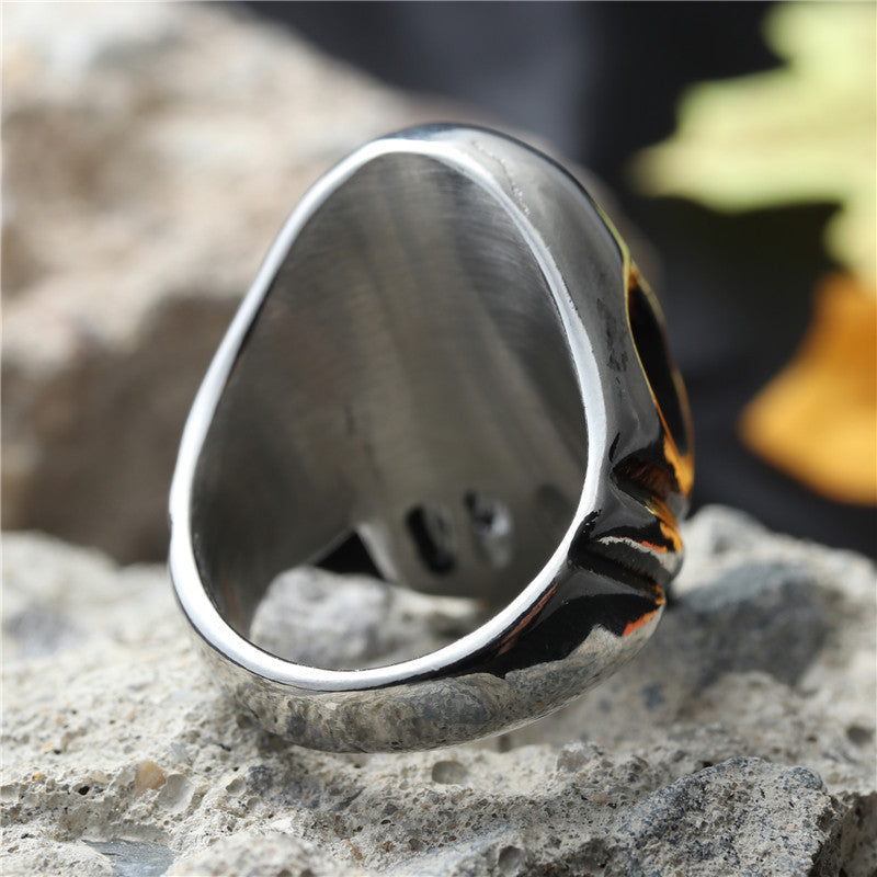 Trendy Titanium Steel Skull Ring for Men - Retro Punk Style in Glossy Finish