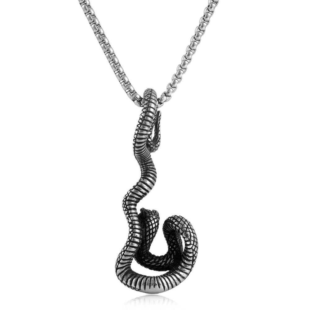 European And American Titanium Steel Snake Pendant Necklace