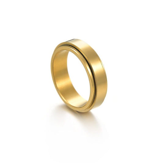 Titanium Plated Gold Men's Rotating Ring - US Size 6-13 Jewelry for Men