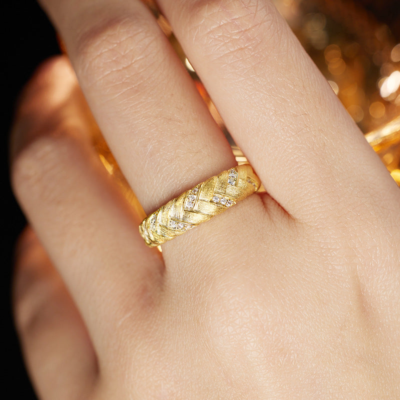 S925 Sterling Silver Italian Retro Woven Handmade Ring