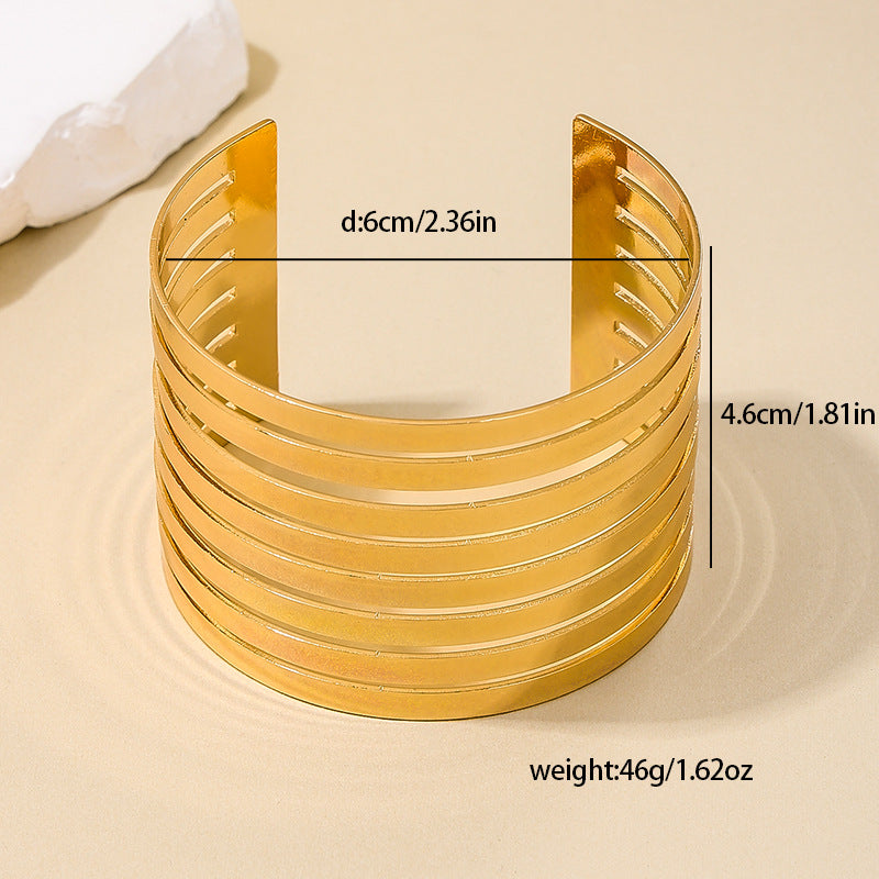 Exaggerated Punk Hip Hop Striped Bracelet for Fashionable Ladies