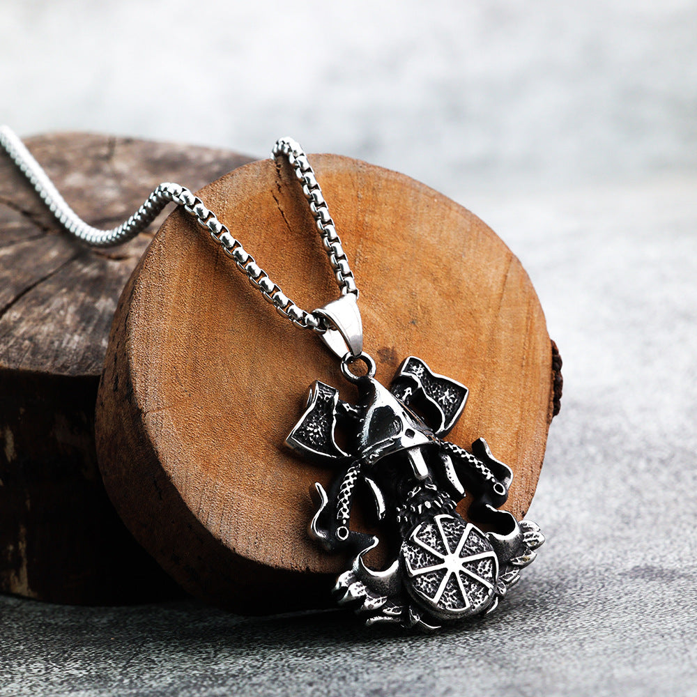 Viking Odin Axe Stainless Steel Men's Pendant Necklace Accessories