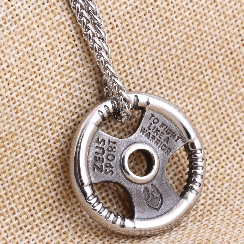 1. Planderful Mens Hip Hop Necklace Titanium Steel Barbell Pendant Fitness Fashion Jewelry Gift