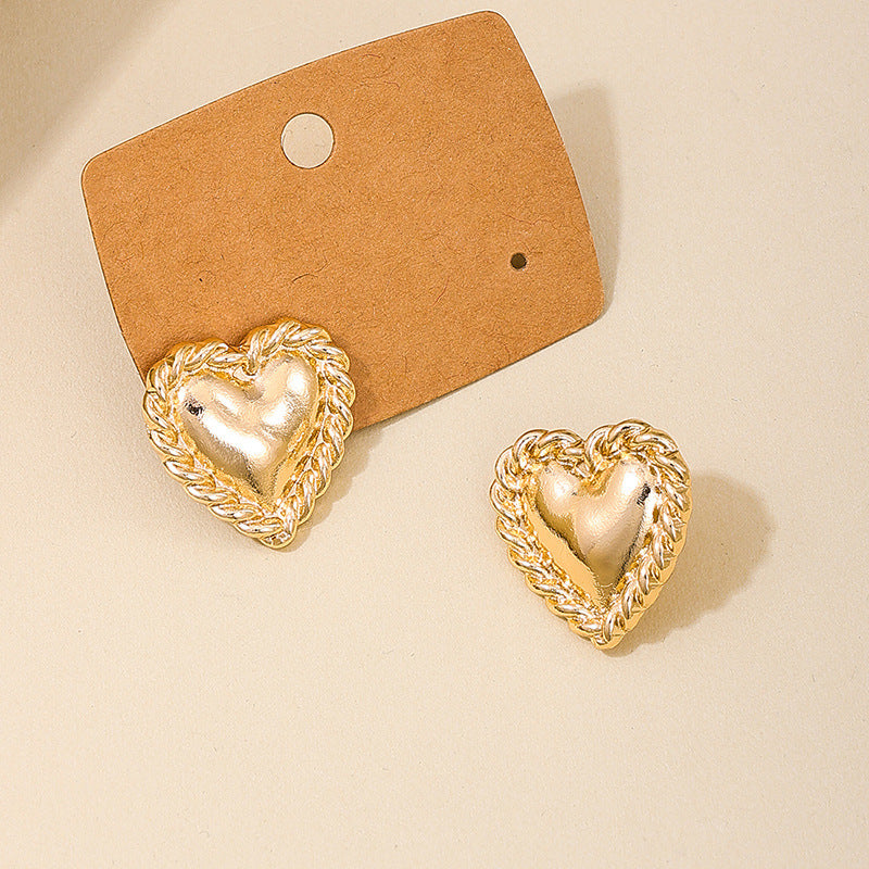 Vintage Heart Stud Earrings in Metal - Planderful Vienna Verve Collection